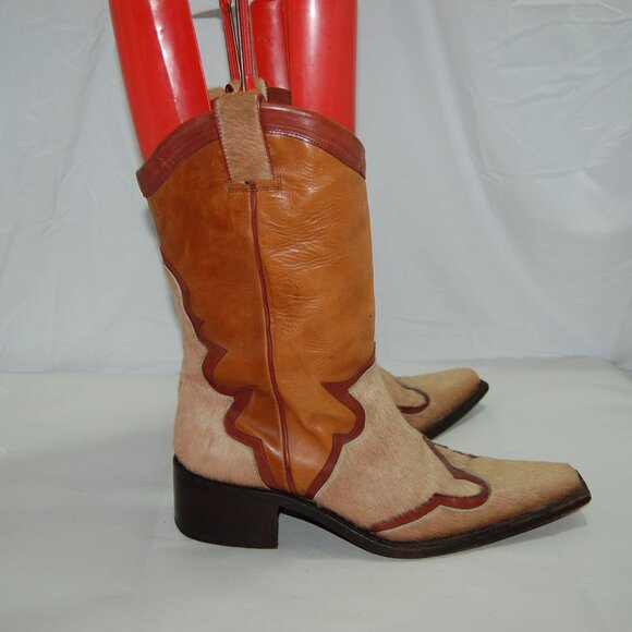 43/US10 VTG 🔥 DSQUARED2 “Classics” Pony Hair Fur Leather Western Boots ITALY - Picture 14 of 16